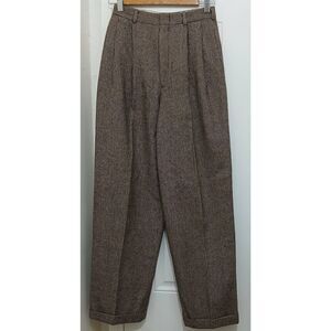 Vintage ralp lauren PURPLE LABEL women size 6 wool pants brown 24 waist gingham